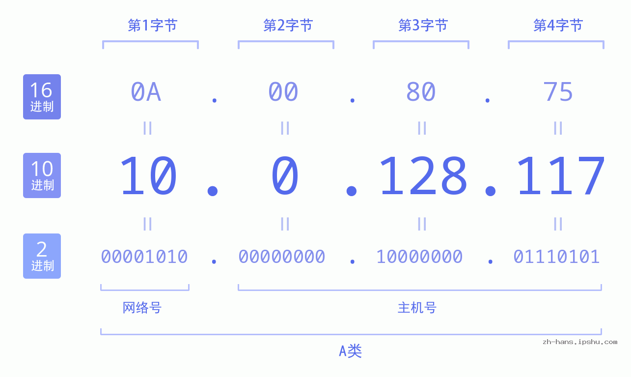 IPv4: 10.0.128.117 网络类型 网络号 主机号