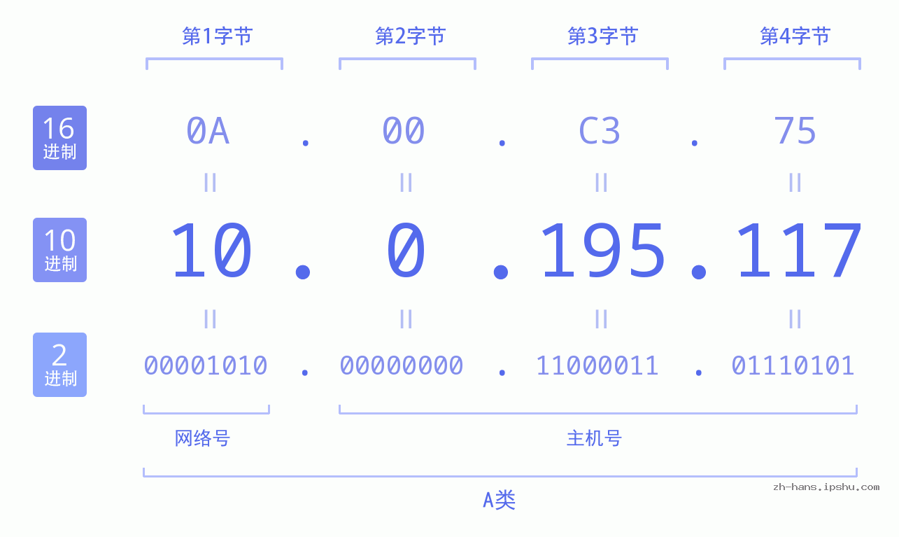 IPv4: 10.0.195.117 网络类型 网络号 主机号
