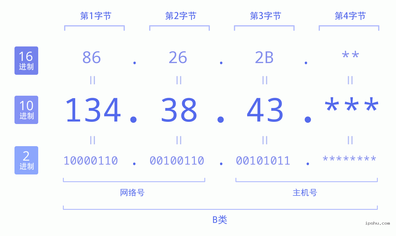 IPv4: 134.38.43 网络类型 网络号 主机号