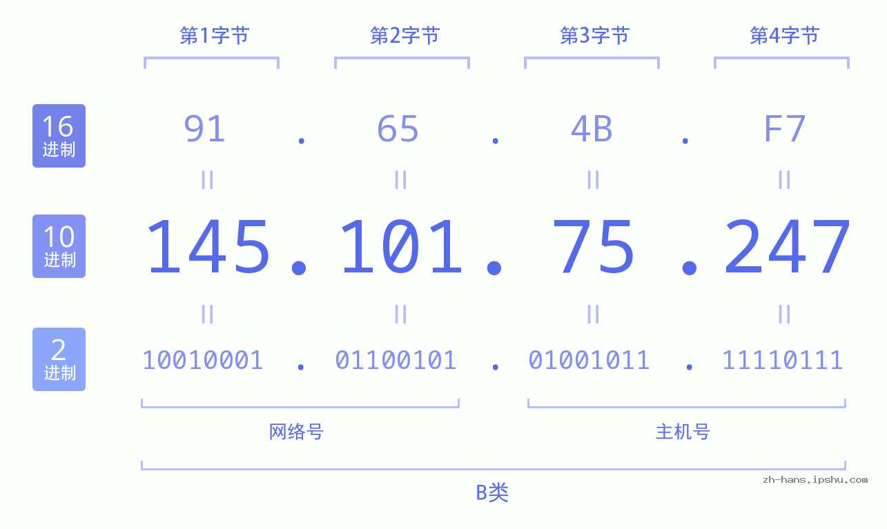 IPv4: 145.101.75.247 网络类型 网络号 主机号