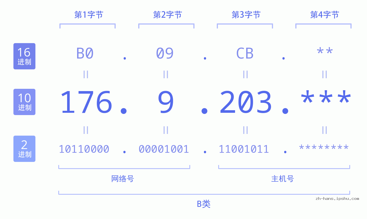 IPv4: 176.9.203 网络类型 网络号 主机号