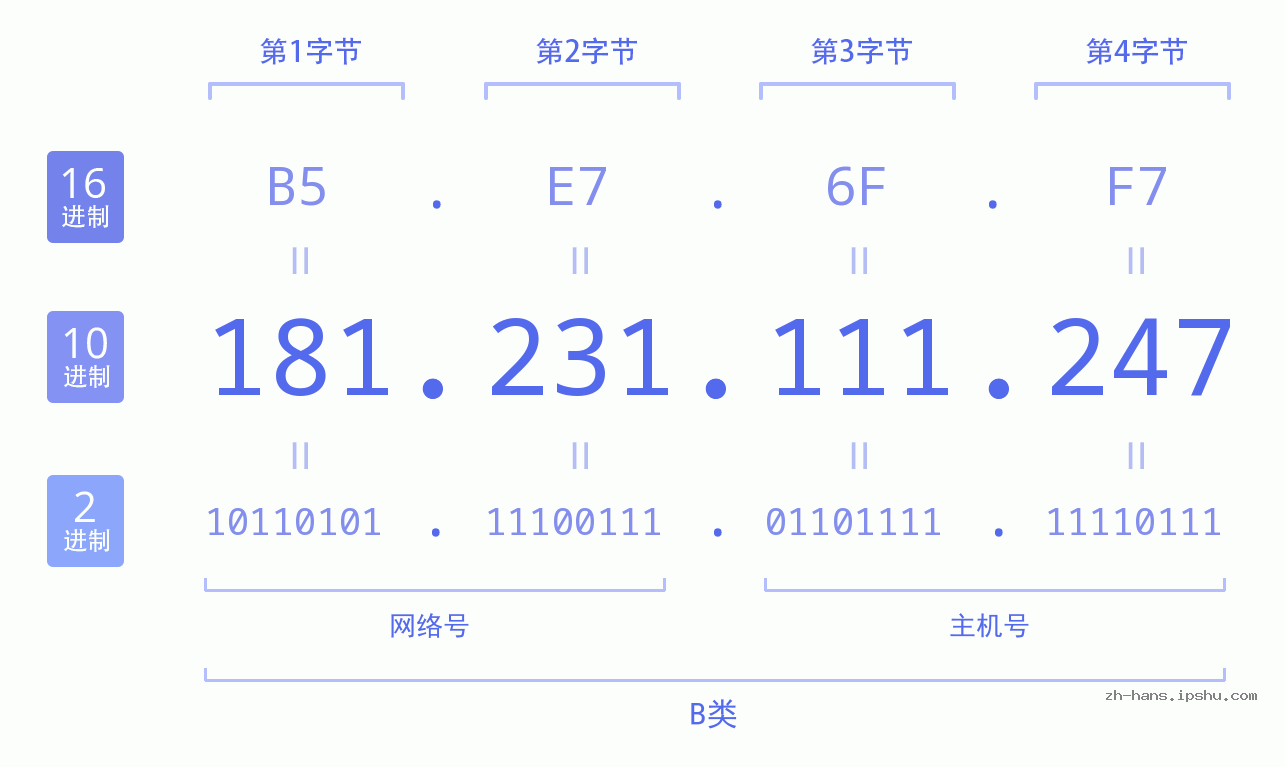 IPv4: 181.231.111.247 网络类型 网络号 主机号