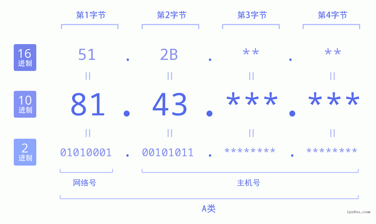 IPv4: 81.43 网络类型 网络号 主机号